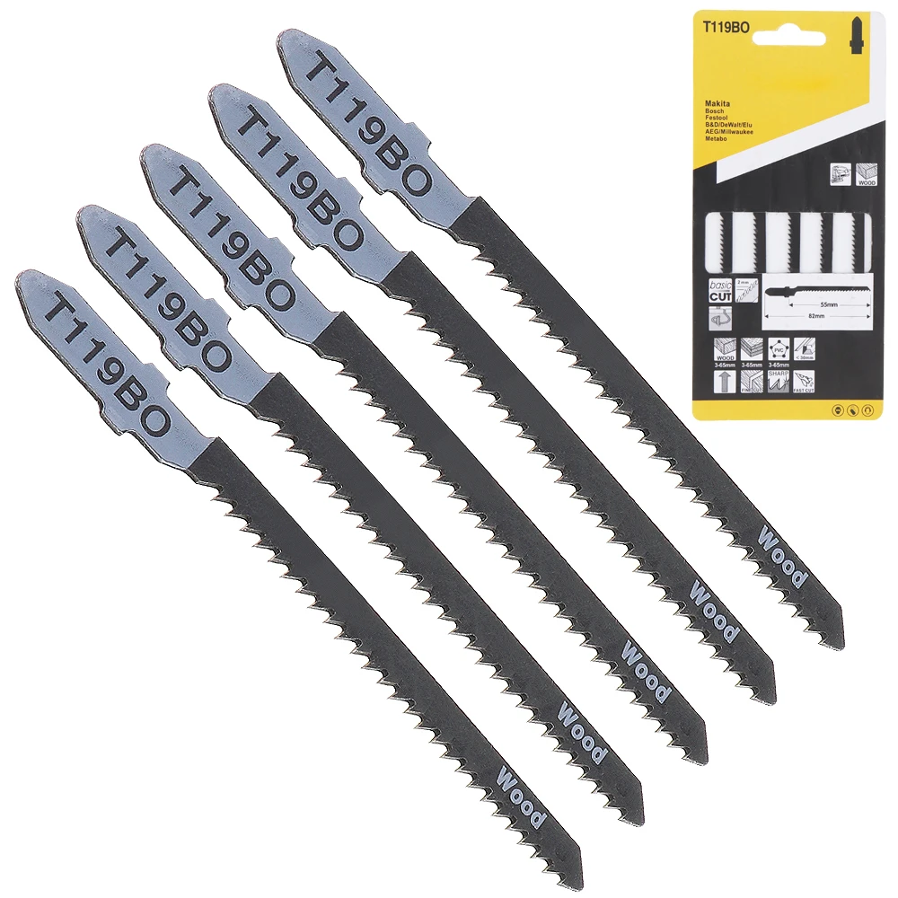 5pcs/set T119BO 82mm High-carbon Steel Reciprocating Jig Saw Fast-Cutting Saw Blade for Wood / Board / Plastic Cutting Hot 
5pcs/set T119BO 82mm High-carbon Steel Reciprocating Jig Saw Fast-Cutting Saw Blade for Wood / Board / Plastic Cutting Hot
