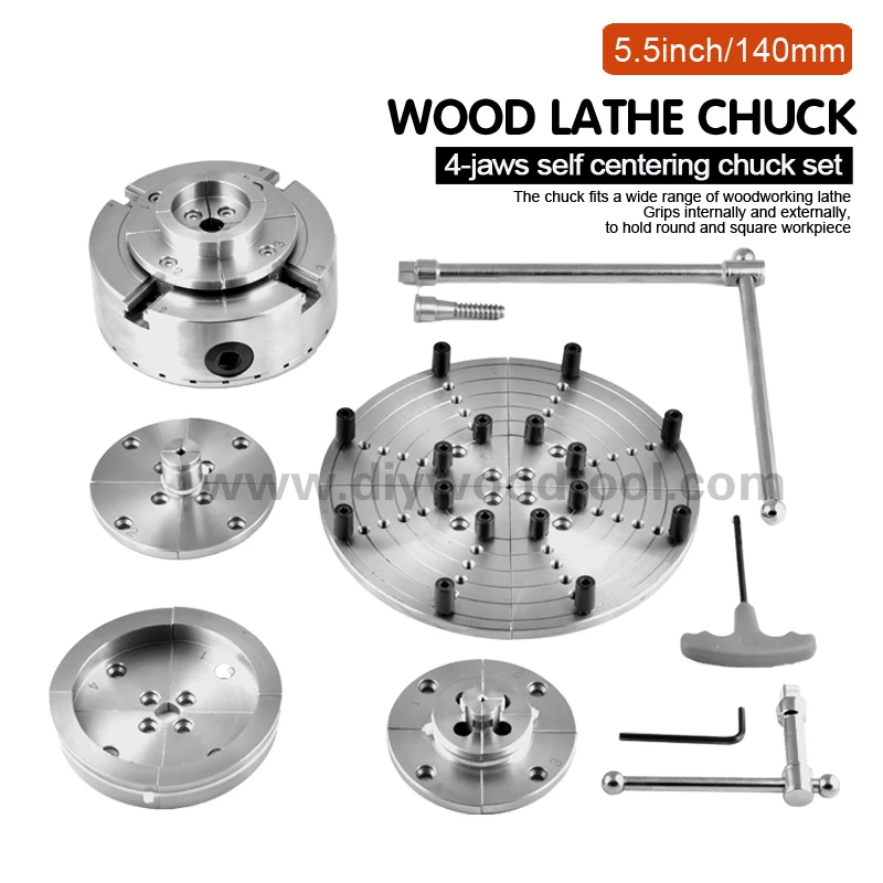 5.5inch/140mm Wood lathe chuck High Quality 4 Jaws Self-center Chuck Set in Aluminum Case For mini woodworking lathe
5.5inch/140mm Wood lathe chuck High Quality 4 Jaws Self-center Chuck Set in Aluminum Case For mini woodworking lathe