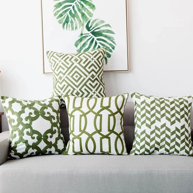 Home Decor Emboridered Cushion Cover Green Geometric Canvas Cotton Suqare Embroidery Pillow Cover 45x45cm
Home Decor Emboridered Cushion Cover Green Geometric Canvas Cotton Suqare Embroidery Pillow Cover 45x45cm