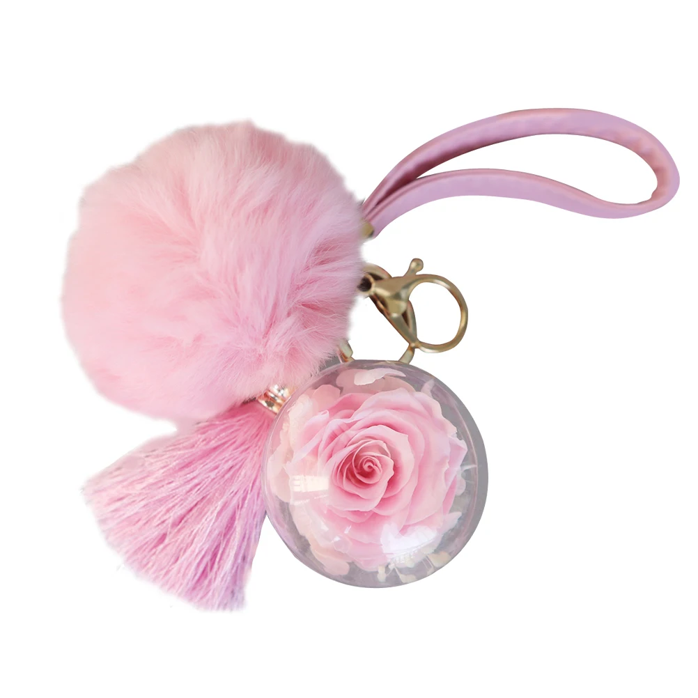 NEW WOMEN’S SATIN FLOWER KEYRING PEARL DETAIL GOLD CHAIN BAG CHARM KEYCHAIN