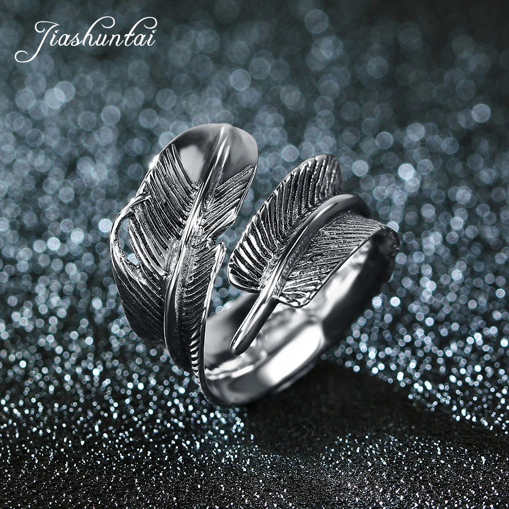 

JIASHUNTAI Retro 100% 925 Sterling Silver Rings For Women And Men Vintage Thai Silver Rings Jewelry Eagle Feather