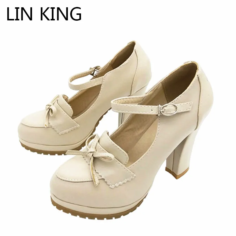 LIN KING Spring Autumn Square Heel Women Pumps Fashion Round Toe Platform Shoes Cute Bowtie Lolita Cosplay Party Shoes Plus Size
LIN KING Spring Autumn Square Heel Women Pumps Fashion Round Toe Platform Shoes Cute Bowtie Lolita Cosplay Party Shoes Plus Size