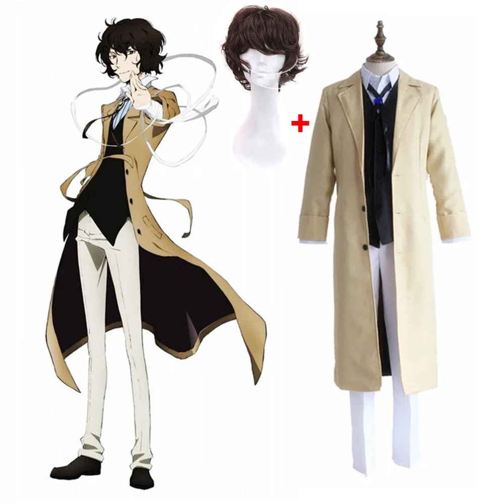 2019 Anime Osamu Dazai Cosplay Trench Coat Suit Pants Literary Vest Street Dogs Halloween Carnival Costume wig
2019 Anime Osamu Dazai Cosplay Trench Coat Suit Pants Literary Vest Street Dogs Halloween Carnival Costume wig