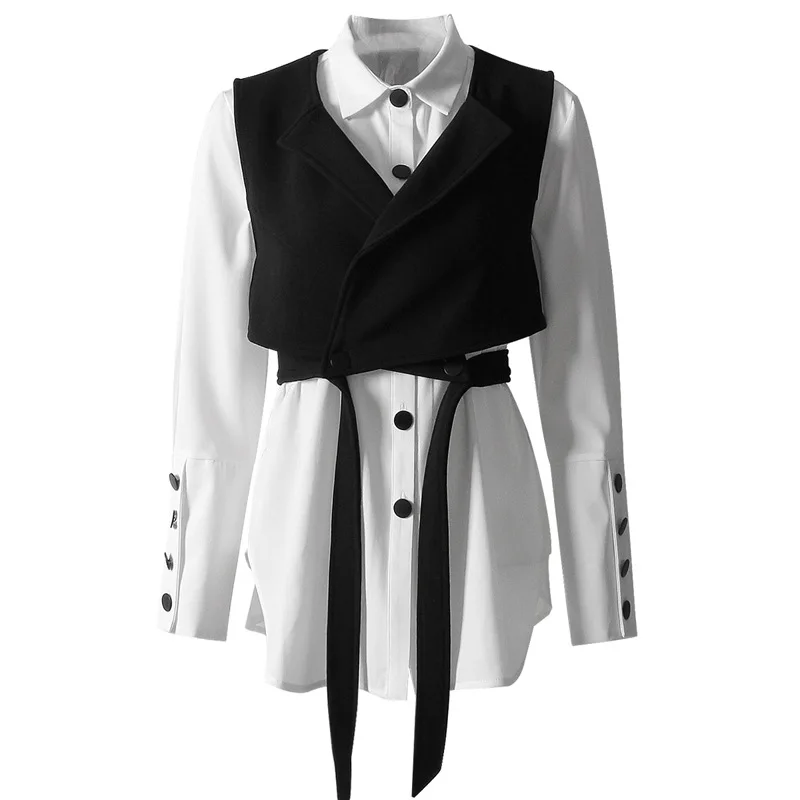 Two-piece shirt 2019 ladies' skillful style Black and white contrast half-lank sleeve shirt + lace vest fashion two-piece suit
Two-piece shirt 2019 ladies' skillful style Black and white contrast half-lank sleeve shirt + lace vest fashion two-piece suit