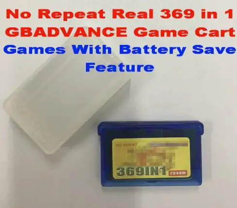 GameBox 369 in 1 English game Cartridge for GBADVANCE, Battery Save Feature Supported! Free Protective PP Case
GameBox 369 in 1 English game Cartridge for GBADVANCE, Battery Save Feature Supported! Free Protective PP Case