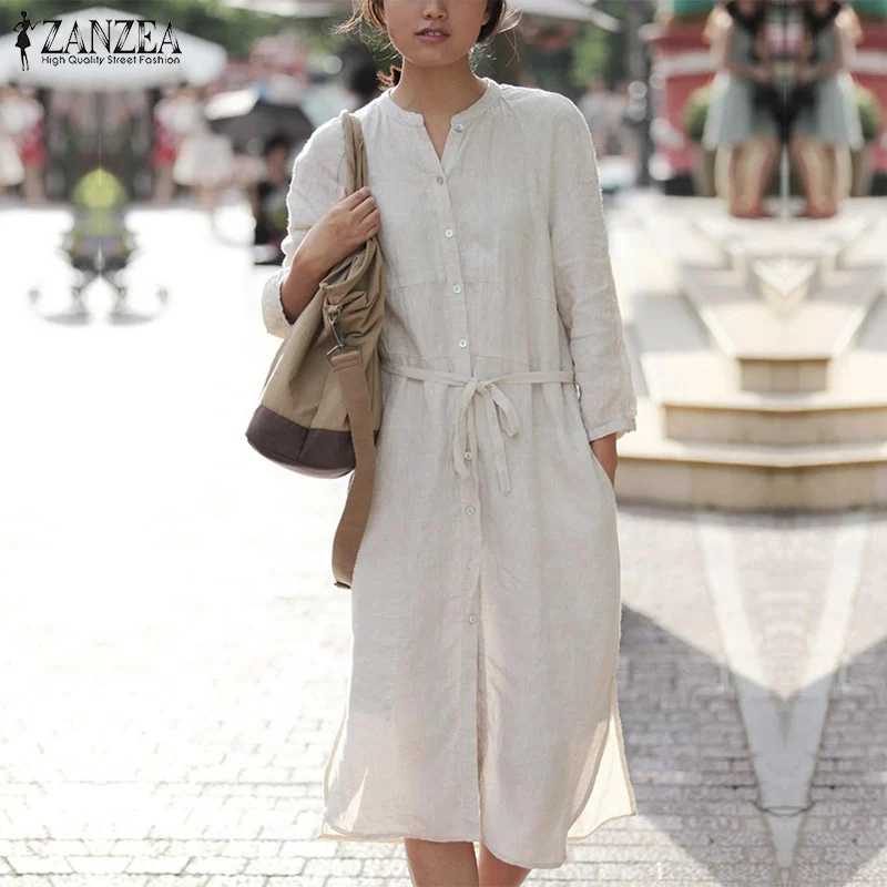 2019 ZANZEA Women Plus Size Dress Autumn Long Sleeve O Neck Vinage Cotton Dresses Sexy Casual Split Hem Solid Oversized Vestidos
2019 ZANZEA Women Plus Size Dress Autumn Long Sleeve O Neck Vinage Cotton Dresses Sexy Casual Split Hem Solid Oversized Vestidos