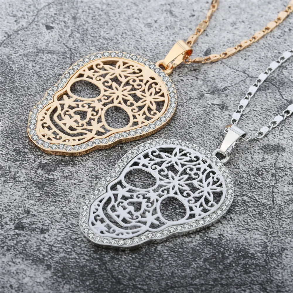 CZ Crystal Flower Skull Charms Necklace For Women Hollow Out Laser Copper Charm Statement Necklace Jewelry Clavicle Chains
CZ Crystal Flower Skull Charms Necklace For Women Hollow Out Laser Copper Charm Statement Necklace Jewelry Clavicle Chains