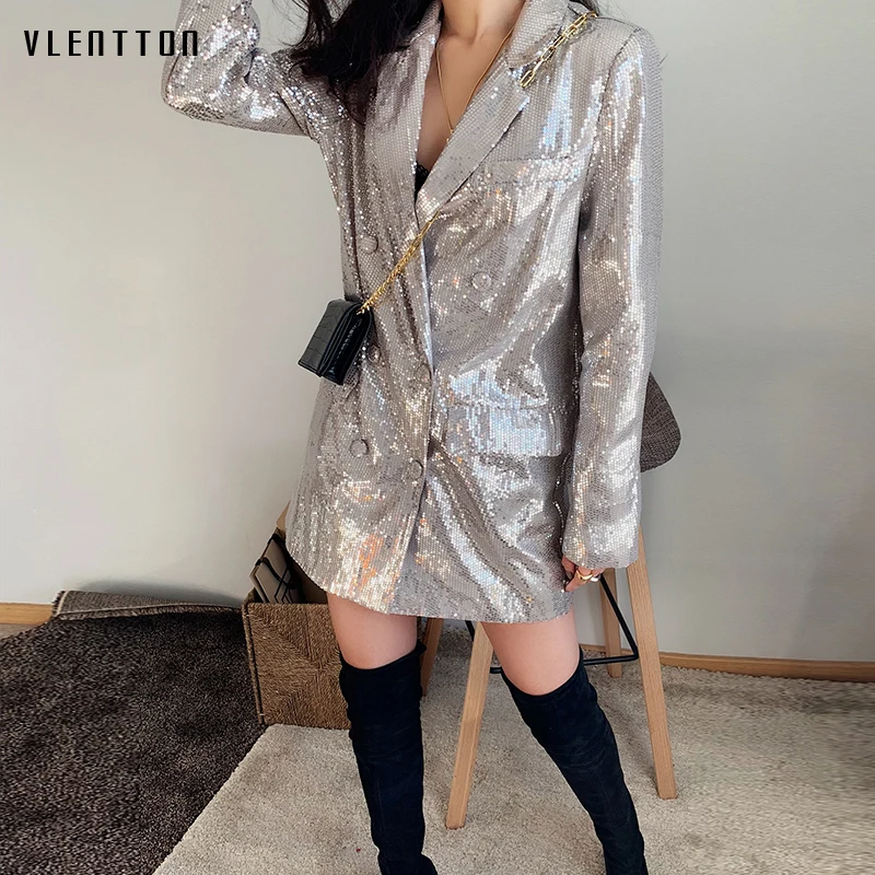 2019 Spring New Sequins Long Blazer Women Solid Double Breasted Long Sleeve Female Jacket Outwear Casual Women's Jacket Blazer
2019 Spring New Sequins Long Blazer Women Solid Double Breasted Long Sleeve Female Jacket Outwear Casual Women's Jacket Blazer
