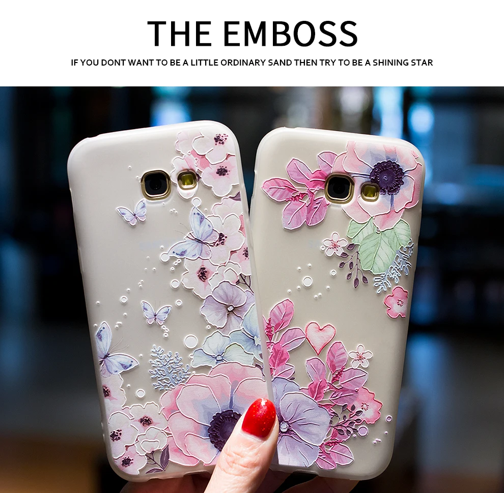 BROEYOUE Case For Samsung Galaxy J3 2016 3D Relief Silicone Case For Samsung J3 2016 Flower Ultra Thin Matte Phone Cases Cover
