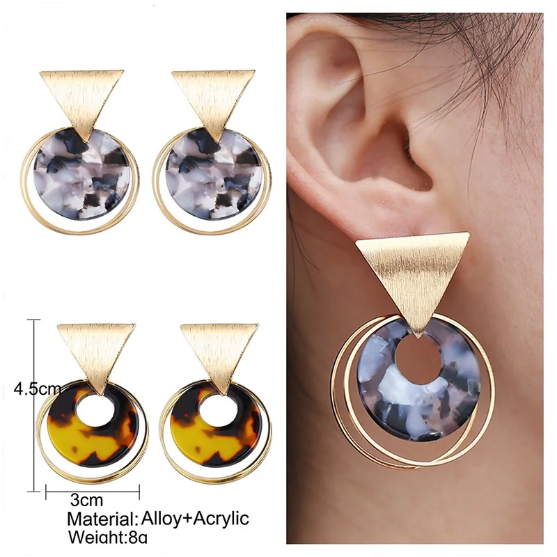 Metal Triangle Hollow Arcylic Leopard Circle Pendant Earrings Trendy Temperament Drop Earring Gifts For Women Female Use
Metal Triangle Hollow Arcylic Leopard Circle Pendant Earrings Trendy Temperament Drop Earring Gifts For Women Female Use