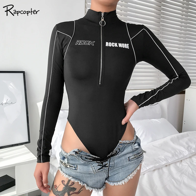 Rapcopter Zipper Up Front O-neck Casual Bodysuits Long Sleeve Printed Women Black Bodycon Jumpsuits Stripe Autumn Bodysuits 2019
Rapcopter Zipper Up Front O-neck Casual Bodysuits Long Sleeve Printed Women Black Bodycon Jumpsuits Stripe Autumn Bodysuits 2019