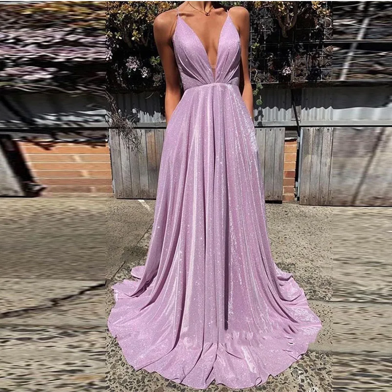 2019 Sexy Backless Lavender Long Prom Gowns 2019 Deep V-neck A-line Formal Evening Gowns Vestidos De Festa Longo
2019 Sexy Backless Lavender Long Prom Gowns 2019 Deep V-neck A-line Formal Evening Gowns Vestidos De Festa Longo