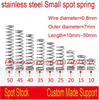 0.8mm Wire Length=10mm--50mm stainless steel Small spot spring micro spring compression spring pressure spring OD=7mm
0.8mm Wire Length=10mm--50mm stainless steel Small spot spring micro spring compression spring pressure spring OD=7mm