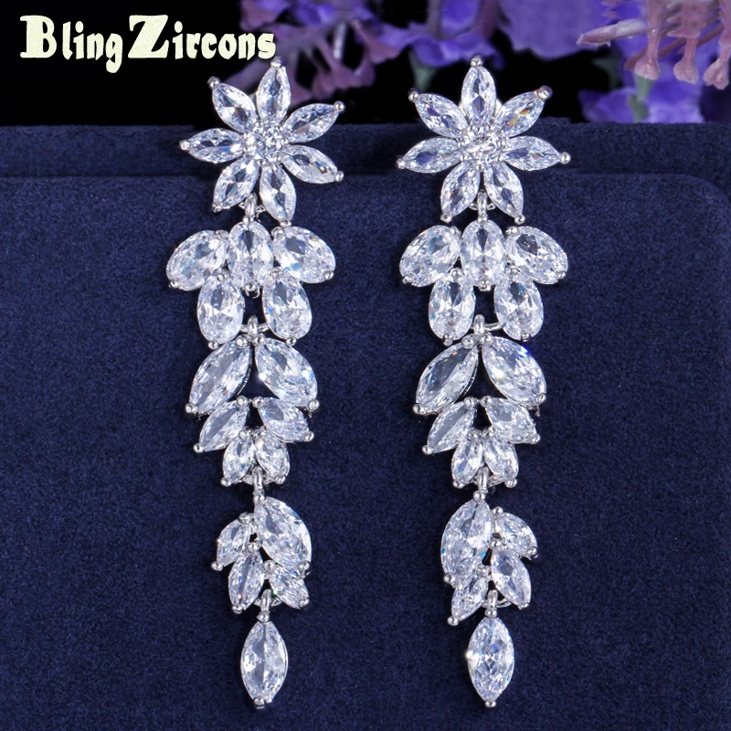 BlingZircons Gorgeous Flower Leaf Cluster Cubic Zirconia Long Dangle Drop Earrings for Women Bridal Wedding Jewelry Gift E249
BlingZircons Gorgeous Flower Leaf Cluster Cubic Zirconia Long Dangle Drop Earrings for Women Bridal Wedding Jewelry Gift E249