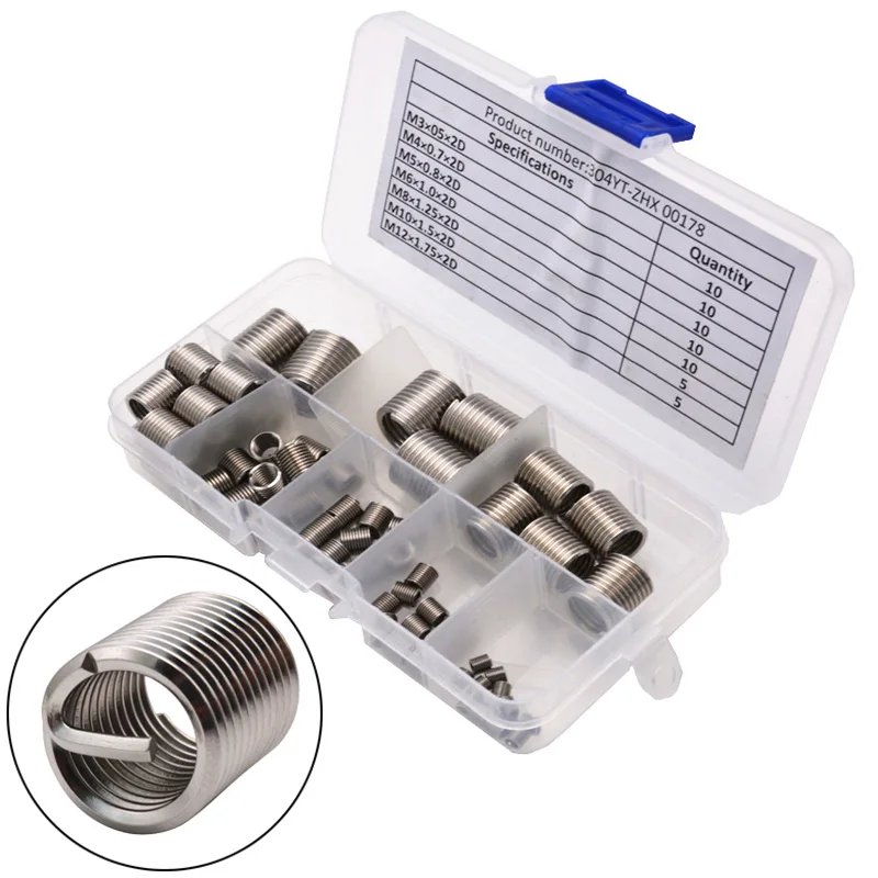 Industrial M8 8mm x 1.25mm x 1.5D Helicoil Thread Repair Insert