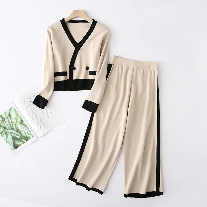 Women Fashion Casual Knitted Wide Leg Pant+Jumper Tops Sets Trouser Sweater Suit Two-piece Set Costumes For Female
Women Fashion Casual Knitted Wide Leg Pant+Jumper Tops Sets Trouser Sweater Suit Two-piece Set Costumes For Female