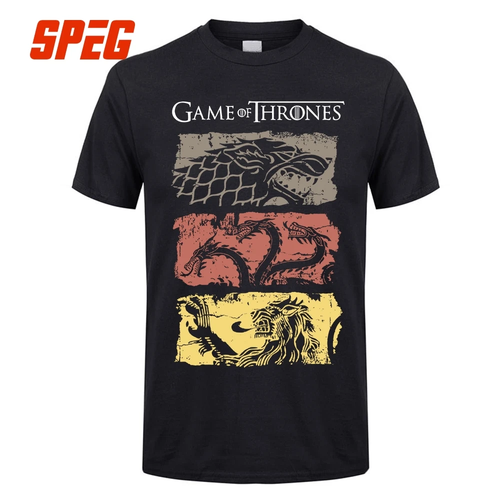 

Game Of Thrones Vintage T Shirt Fan Movie House Stark Tee Targaryen Tee Shirt Lannister 100% Cotton T-Shirt Men Plus Size 4XL