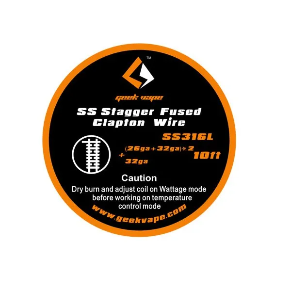 2pack/lot Geekvape SS316 Stagger Fused Clapton tape wire {(26ga+32ga)*2+32ga*3m} for DIY vape
2pack/lot Geekvape SS316 Stagger Fused Clapton tape wire {(26ga+32ga)*2+32ga*3m} for DIY vape