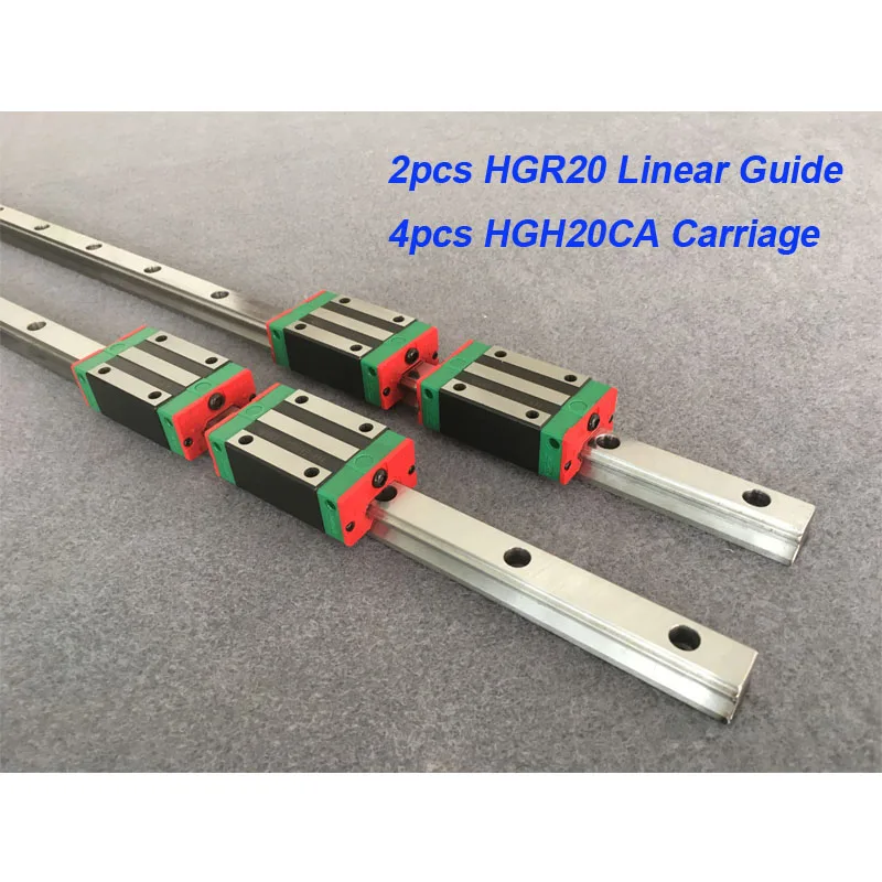 

2pcs HGR20 - 200 250 300 350 400 450 500mm 550mm + 4pcs HGH20CA or HGW20CA linear block carriage CNC parts