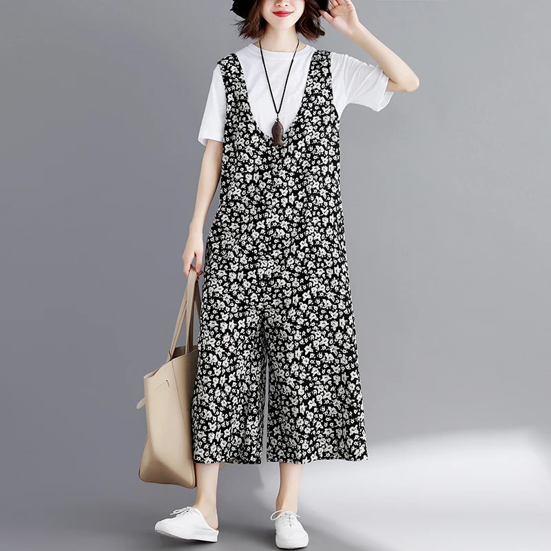 Summer Jumpsuits Women Rompers Elegant Floral Print Casual Cotton Linen Wide Leg Pant Jumpsuit Overalls 
Summer Jumpsuits Women Rompers Elegant Floral Print Casual Cotton Linen Wide Leg Pant Jumpsuit Overalls