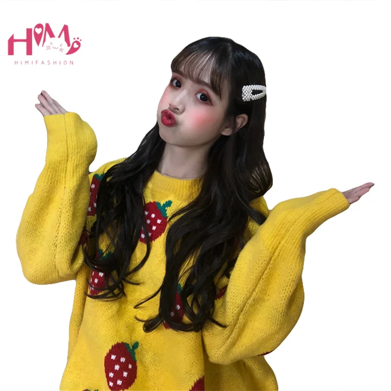 Harajuku Kawaii Knit Black Sweater Women Winter Korean Oversize Casual Yellow Pullover Cute Strawberry Soft Lovely Warm Jumper
Harajuku Kawaii Knit Black Sweater Women Winter Korean Oversize Casual Yellow Pullover Cute Strawberry Soft Lovely Warm Jumper
