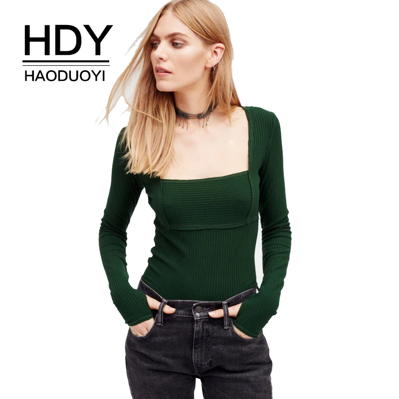HDY Haoduoyi Women Slim Sexy Sweaters Deep Green Square Collar Long Sleeve Female Elegant Pullovers Hollow Out Back Lady Tops
HDY Haoduoyi Women Slim Sexy Sweaters Deep Green Square Collar Long Sleeve Female Elegant Pullovers Hollow Out Back Lady Tops