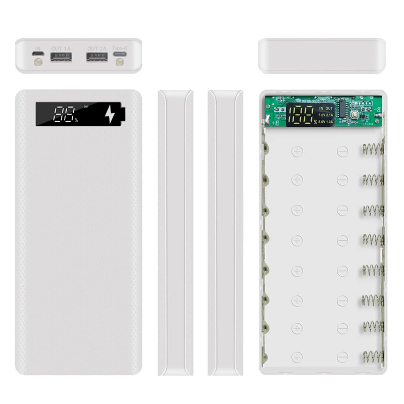 8*18650 Power Bank Case With Digital Display Screen Mobile Phone Charger DIY Shell 5V Dual USB 18650 battery Holder Charging Box
8*18650 Power Bank Case With Digital Display Screen Mobile Phone Charger DIY Shell 5V Dual USB 18650 battery Holder Charging Box