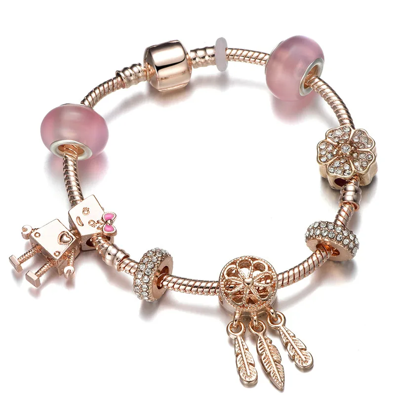 Rose Gold Color Dream Catcher Charm Bracelets With Bella Robot Brand Bracelets & Bangle for Women Children Best Jewelry
Rose Gold Color Dream Catcher Charm Bracelets With Bella Robot Brand Bracelets & Bangle for Women Children Best Jewelry