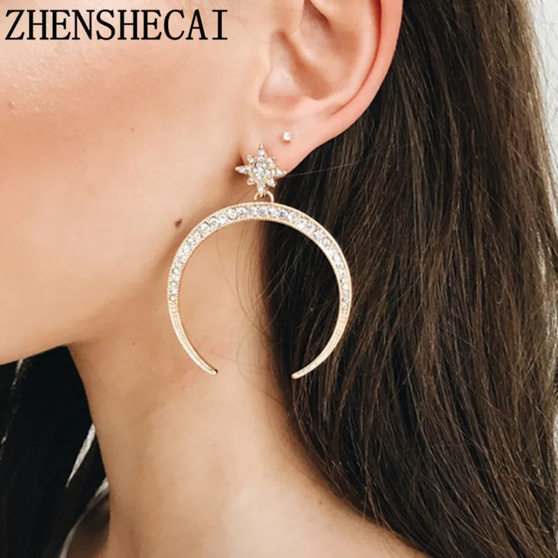 New Vintage Gold Color crystal Moon Earrings for Women fashion jewelry star Stud Earrings exaggerated gift party wedding e0171
New Vintage Gold Color crystal Moon Earrings for Women fashion jewelry star Stud Earrings exaggerated gift party wedding e0171