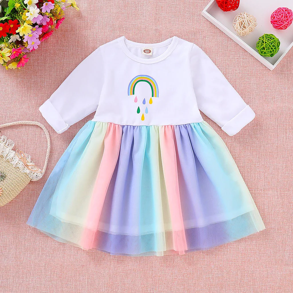 New Fashion Toddler Baby Girls Long Sleeve Cartoon Patchwork Mesh Rainbow Print TuTu Dress Clothes Wholesale Free Ship Z4
New Fashion Toddler Baby Girls Long Sleeve Cartoon Patchwork Mesh Rainbow Print TuTu Dress Clothes Wholesale Free Ship Z4