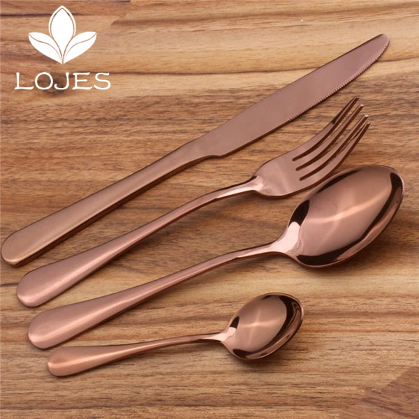 Copper Plated Dinnerware Set Stainless Steel Cutlery Set 4 Pieces Knife Fork Set Tableware Gold Silver Cutleries Western Food
Copper Plated Dinnerware Set Stainless Steel Cutlery Set 4 Pieces Knife Fork Set Tableware Gold Silver Cutleries Western Food