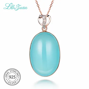 L&zuan 925 Sterling Silver Natural Chalcedony Blue Stone Necklace & Pendant For Woman Gift With Silver Chain Christmas Gifts
L&zuan 925 Sterling Silver Natural Chalcedony Blue Stone Necklace & Pendant For Woman Gift With Silver Chain Christmas Gifts