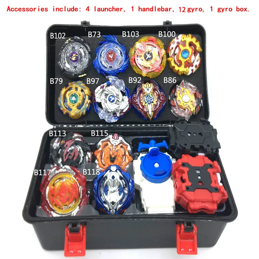 New 1set 11 style Beyblade Burst B117 B113 Metal Fusion With 4 Launcher Beyblade Burst Spinning Top Christmas Gift For Kids Toys
New 1set 11 style Beyblade Burst B117 B113 Metal Fusion With 4 Launcher Beyblade Burst Spinning Top Christmas Gift For Kids Toys