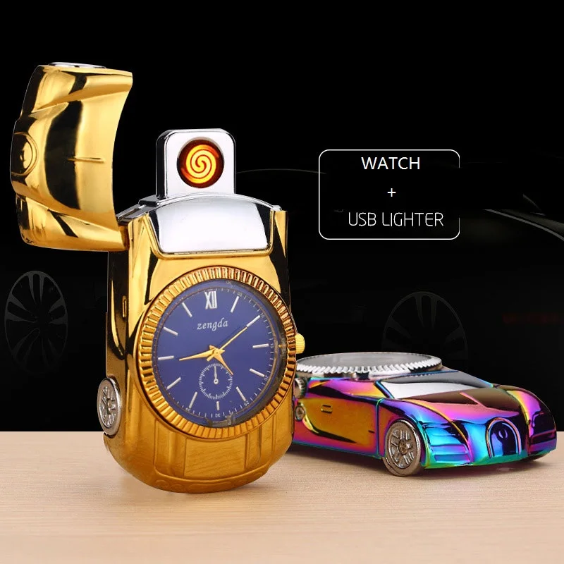 2-in-1 Elegent USB Lighter Metal Electric Watch Sports Car Windproof Lighter No Gas Smoker Cigarettes Gift 1pc
2-in-1 Elegent USB Lighter Metal Electric Watch Sports Car Windproof Lighter No Gas Smoker Cigarettes Gift 1pc