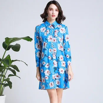 Women Blue Shirt dress new 2019 spring summer runways floral print dress Chic women long sleeve dress A228
Women Blue Shirt dress new 2019 spring summer runways floral print dress Chic women long sleeve dress A228