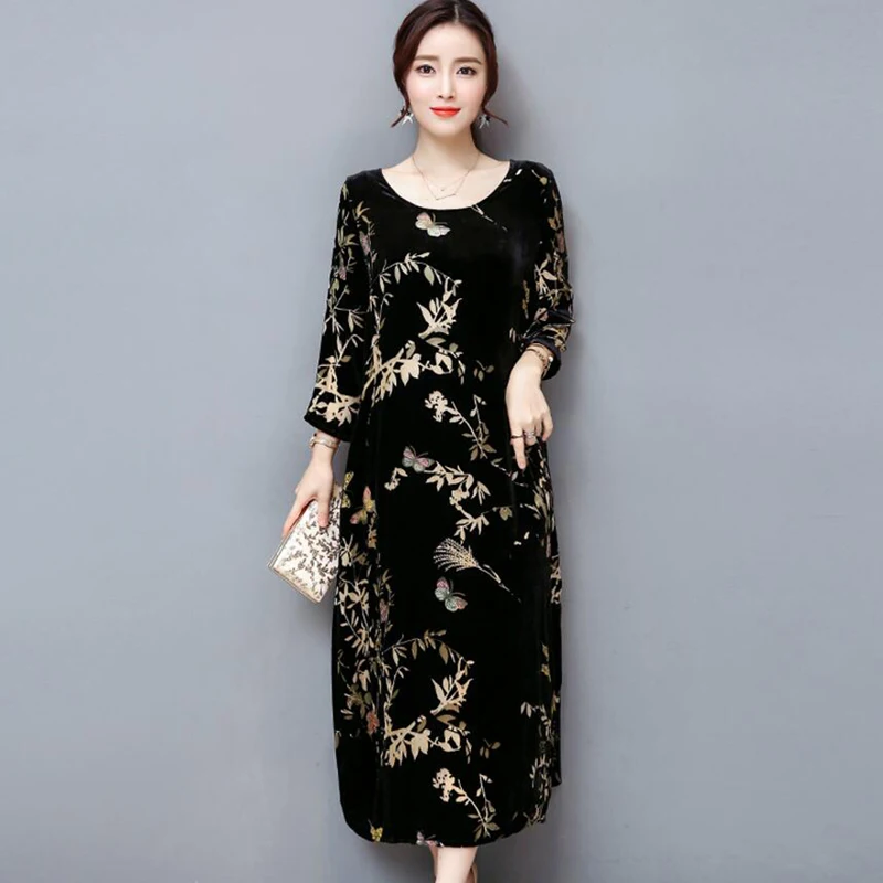 Plus Size 4XL Vintage Autumn Winter Dress Women Retro Print Women Gold Velvet Dress Maxi Long Dress Fashion TShirt Dresses KS20
Plus Size 4XL Vintage Autumn Winter Dress Women Retro Print Women Gold Velvet Dress Maxi Long Dress Fashion TShirt Dresses KS20