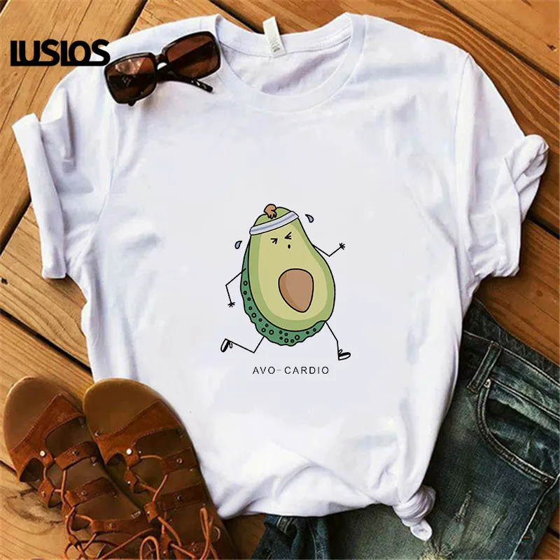 LUSLOS AVO-CARDIO Running Avocado Print T Shirt Funny Women Summer Short Sleeve Casual White Tshirt Korean Style Fashion T-shirt
LUSLOS AVO-CARDIO Running Avocado Print T Shirt Funny Women Summer Short Sleeve Casual White Tshirt Korean Style Fashion T-shirt