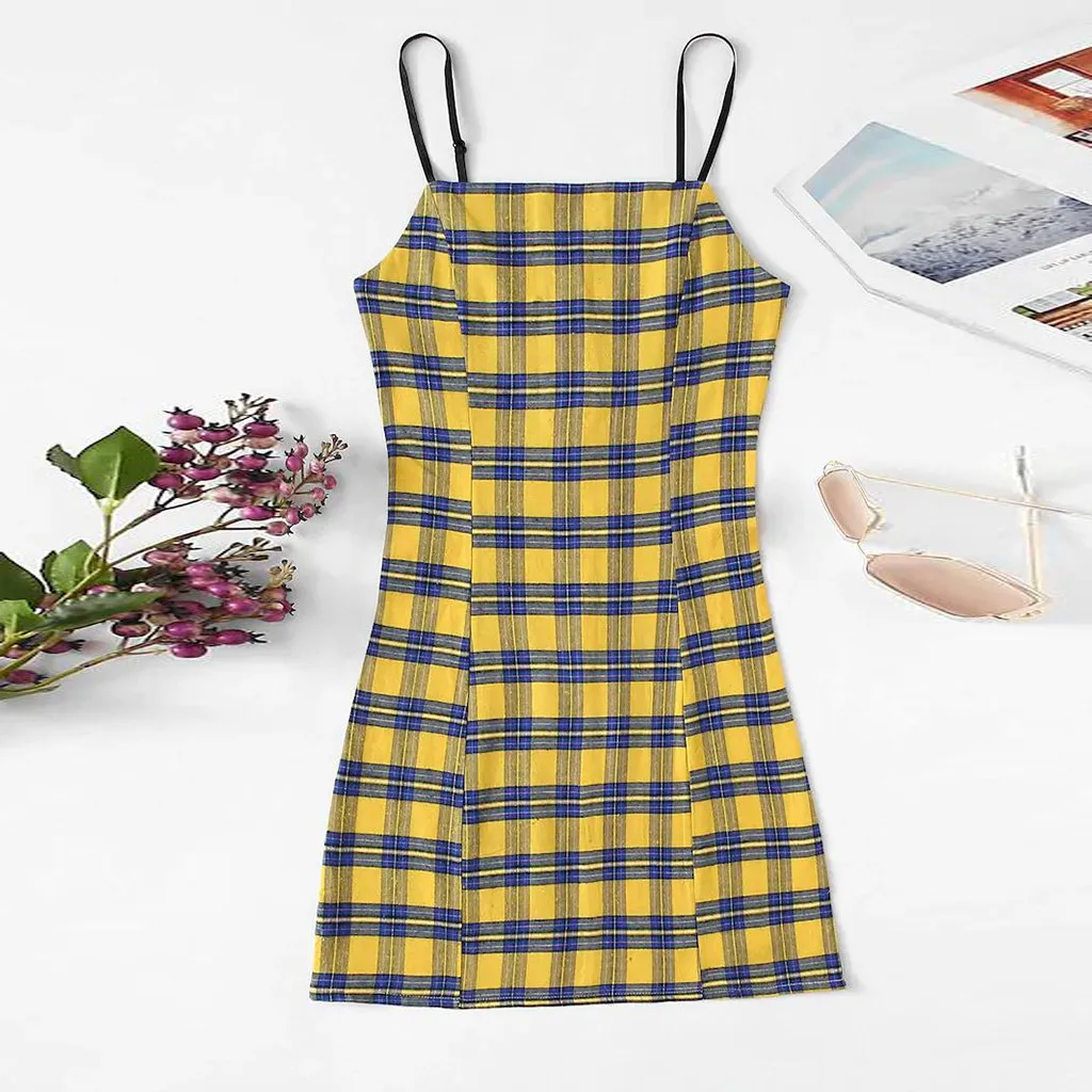 2019 New Fashion dresses Fashion Women Backless Off casual dress Sleeveless Retro Plaid Shouder Mini Dress kim kardashian
2019 New Fashion dresses Fashion Women Backless Off casual dress Sleeveless Retro Plaid Shouder Mini Dress kim kardashian