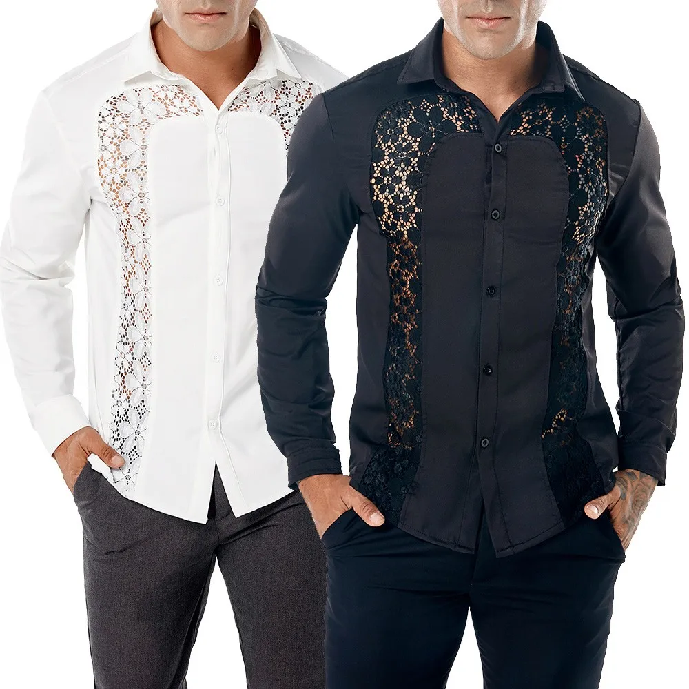 2018 Fashion Men's Autumn Casual Lace Shirts Long Sleeve Shirt Hollow Shirt Top Blouse Slim Fit camisa masculina hombre modis
2018 Fashion Men's Autumn Casual Lace Shirts Long Sleeve Shirt Hollow Shirt Top Blouse Slim Fit camisa masculina hombre modis
