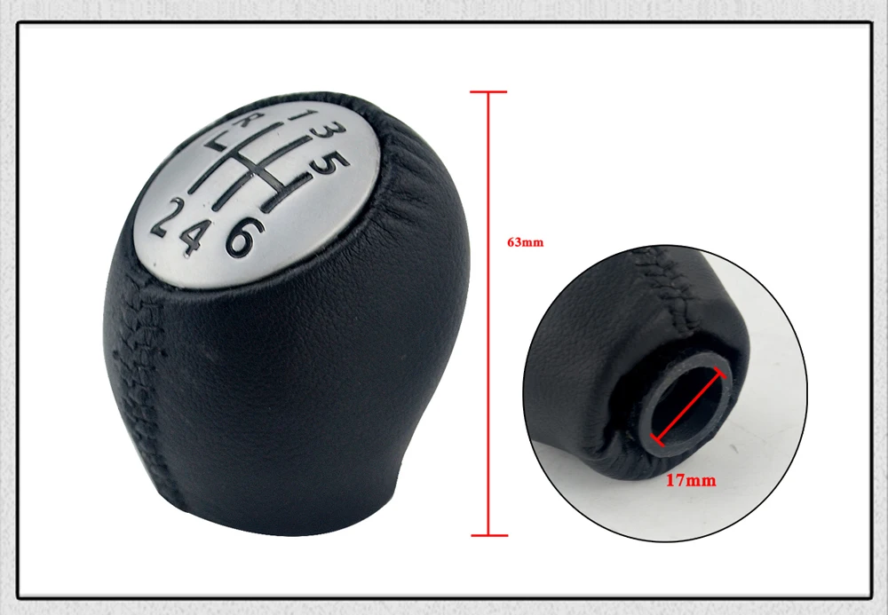 PQY Leather 6 Speed Manual Car Gear Shift Knob Car Styling For Renault