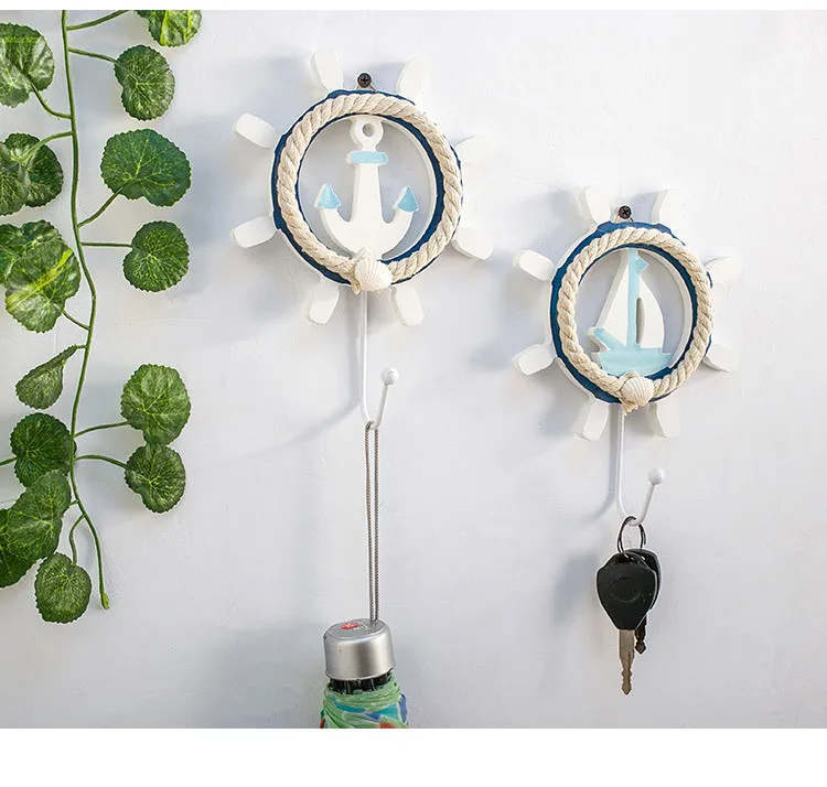 Waliicorners style coat hook blue and white old wooden hand-painted home decoration rudder hook wrought iron hook 12 HTB1Y0dgbv1H3KVjSZFBq6zSMXXaO
