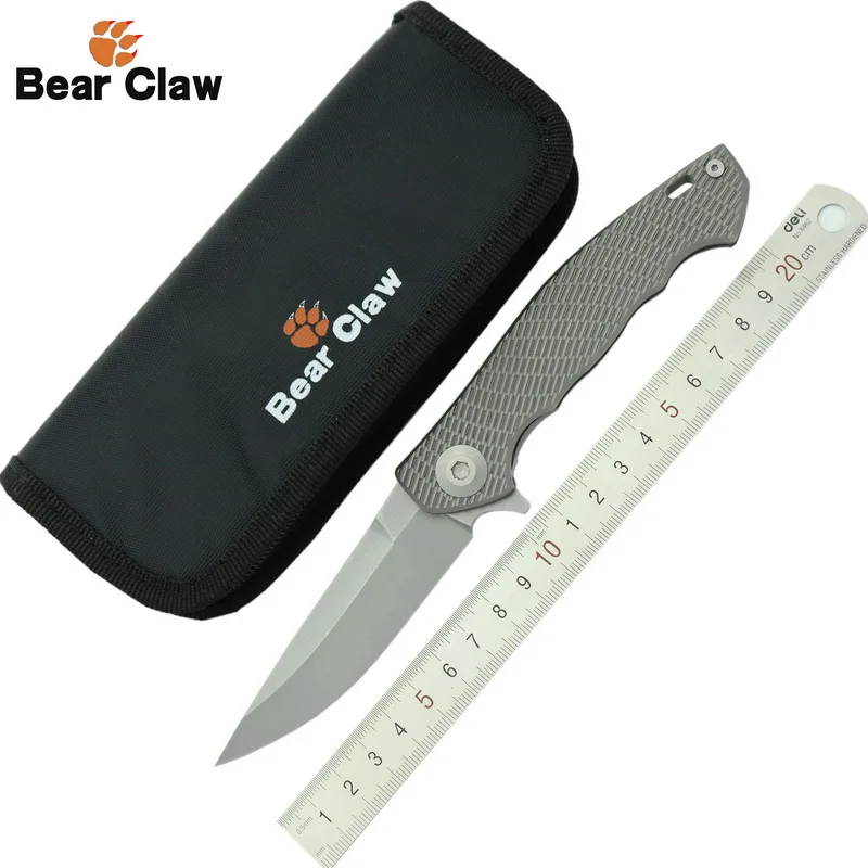 Bear claw ZT0452 Flipper folding knife D2 blade TC4 Titanium alloy handle outdoor camping hunting pocket fruit Knives EDC tools
Bear claw ZT0452 Flipper folding knife D2 blade TC4 Titanium alloy handle outdoor camping hunting pocket fruit Knives EDC tools