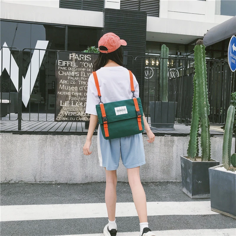 Menghuo Top Quality Women Canvas Backpack Bookbag Female Dual Purpose Shoulder Bag Daily Travel Backpacks Crossbody Bags Mochila (32)