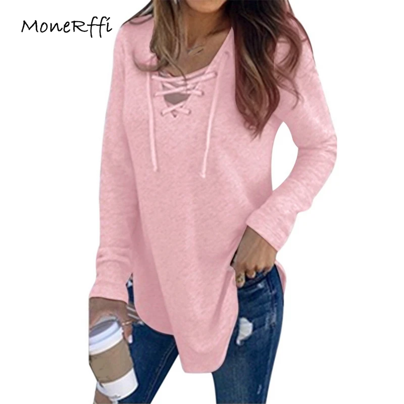 MoneRffi Women Long Sleeve Sweatshirt Autumn Winter Bandage V-Neck Solid Tops Pullovers Plus Size 2XL Streetwear Mujer Camiseta
MoneRffi Women Long Sleeve Sweatshirt Autumn Winter Bandage V-Neck Solid Tops Pullovers Plus Size 2XL Streetwear Mujer Camiseta