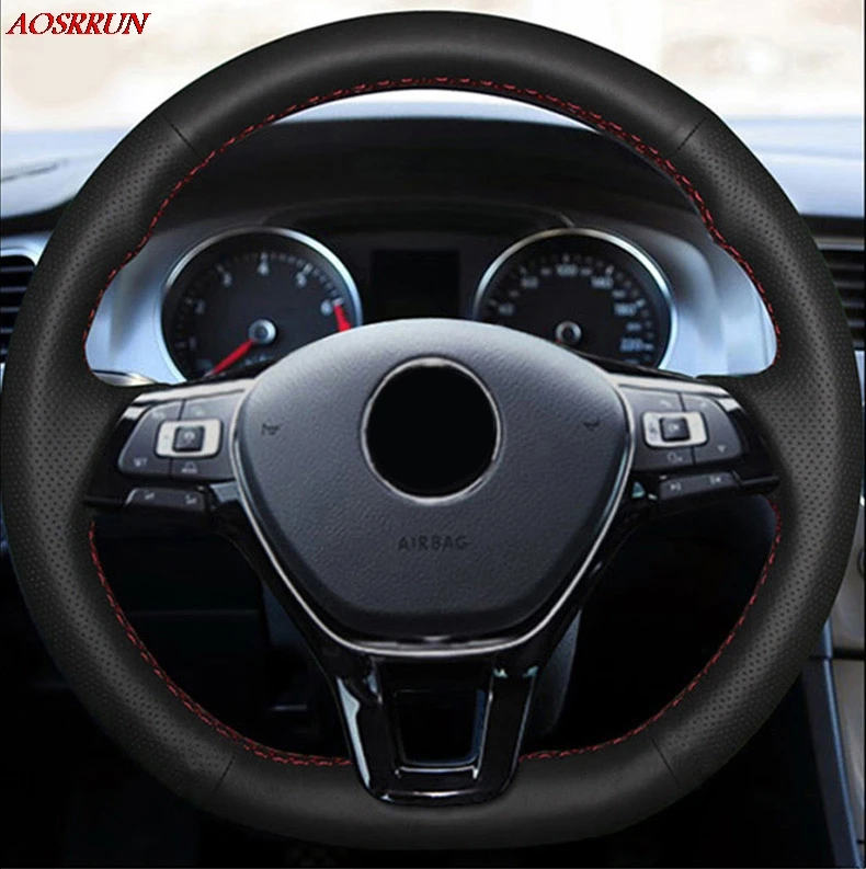 Sew-on genuine leather car steering wheel cover Car accessories For Volkswagen Passat B8 Golf 7 MK7 car-styling 3D sticker
Sew-on genuine leather car steering wheel cover Car accessories For Volkswagen Passat B8 Golf 7 MK7 car-styling 3D sticker
