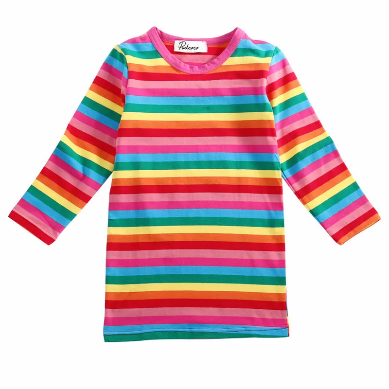 2018 Cute Rainbow Girls Dresses Spring Autumn Baby Kids Striped Dress Clothes Long sleeve Mini Dress Outfits 2-7Y
2018 Cute Rainbow Girls Dresses Spring Autumn Baby Kids Striped Dress Clothes Long sleeve Mini Dress Outfits 2-7Y