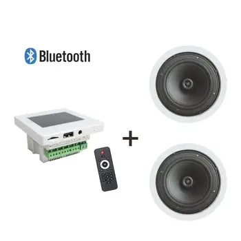 Home audio system Mini wall amplifier with Wireless Remote Control and 2 coaxial ceiling speakers, Supports USB/SD/AUX/FM/BT
Home audio system Mini wall amplifier with Wireless Remote Control and 2 coaxial ceiling speakers, Supports USB/SD/AUX/FM/BT