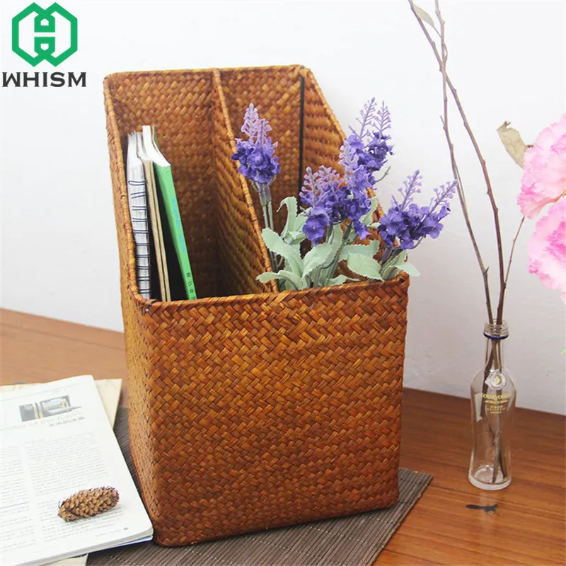 WHISM Rattan Storage Boxes Desktop Book Shelf Holder Remote Control Stand Flower Basket Office Desk Storage Organizer Home Decor
WHISM Rattan Storage Boxes Desktop Book Shelf Holder Remote Control Stand Flower Basket Office Desk Storage Organizer Home Decor