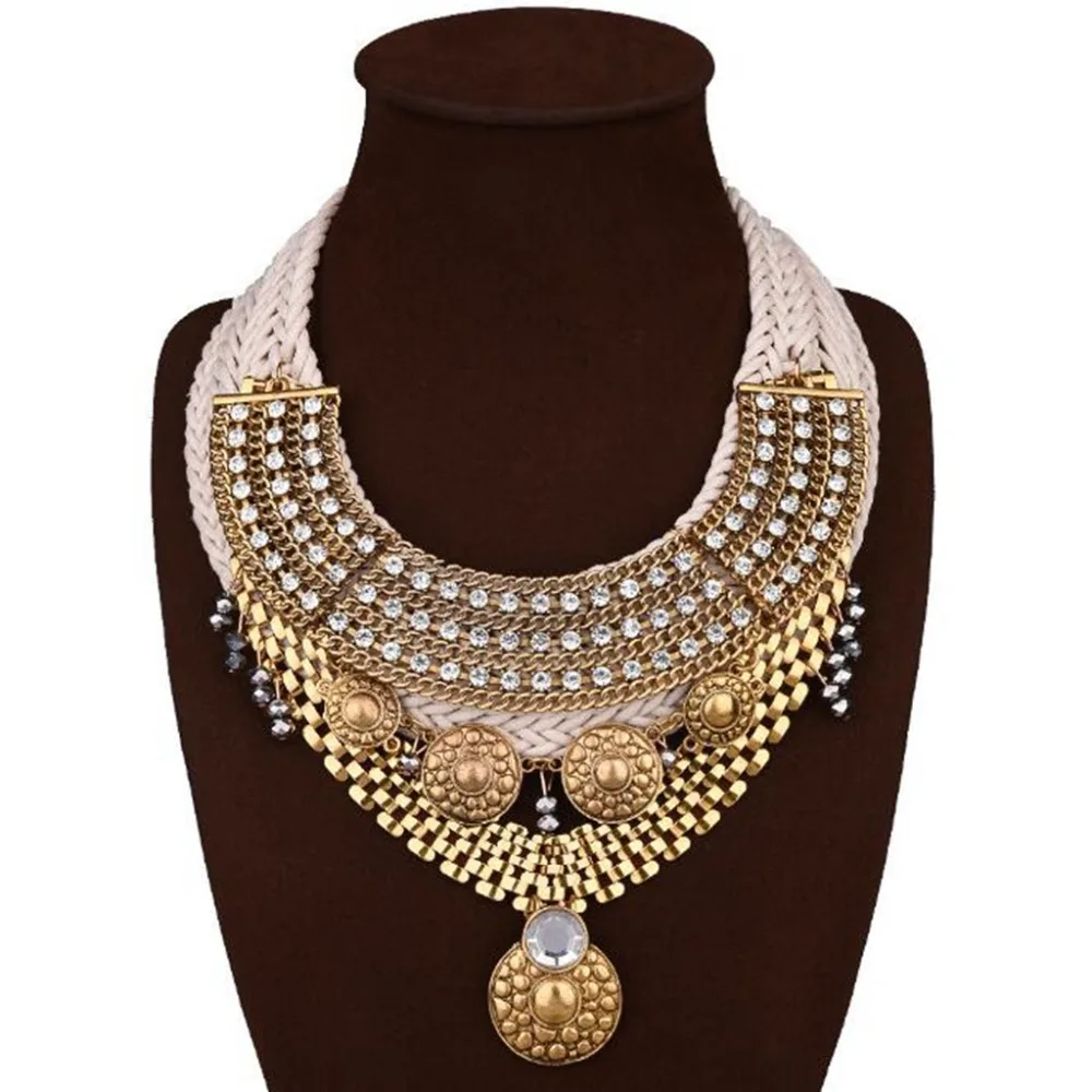DiLiCa Vintage Statement Pendant Necklace for Women Ethnic Bohemian Metal Geometric Maxi Charm Choker Necklaces Jewelry | Украшения и