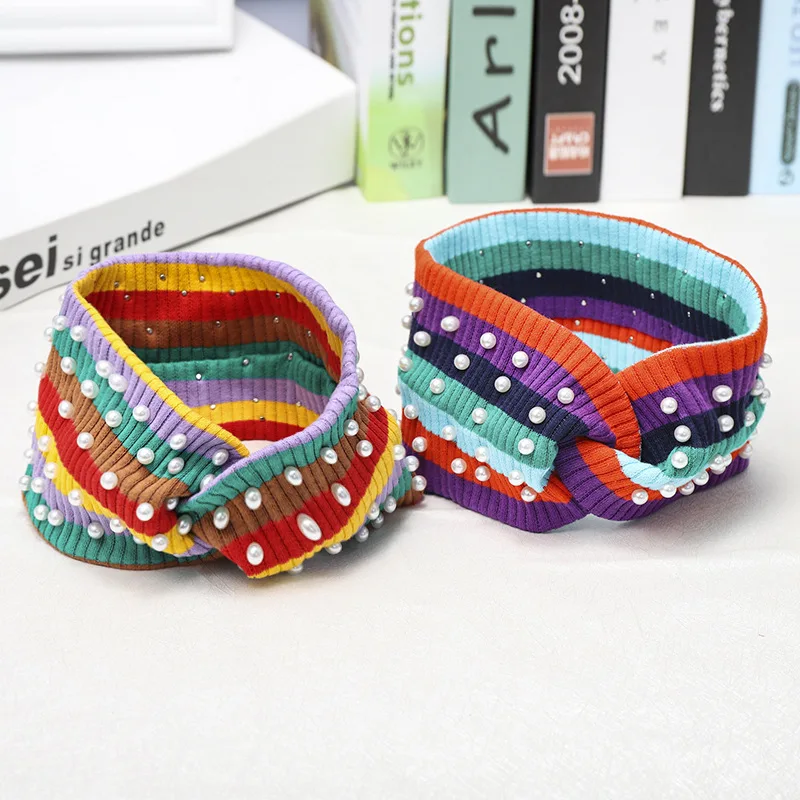 CN Hair Accessories Knitted Cross Headband For Women Pearl Twisted Hairband Rainbow Turban
CN Hair Accessories Knitted Cross Headband For Women Pearl Twisted Hairband Rainbow Turban